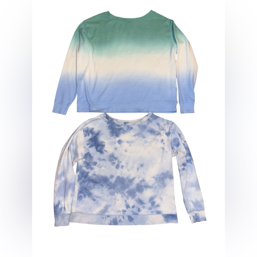 Splendid Blue and White Tie-Dye ombre long sleeve tops small